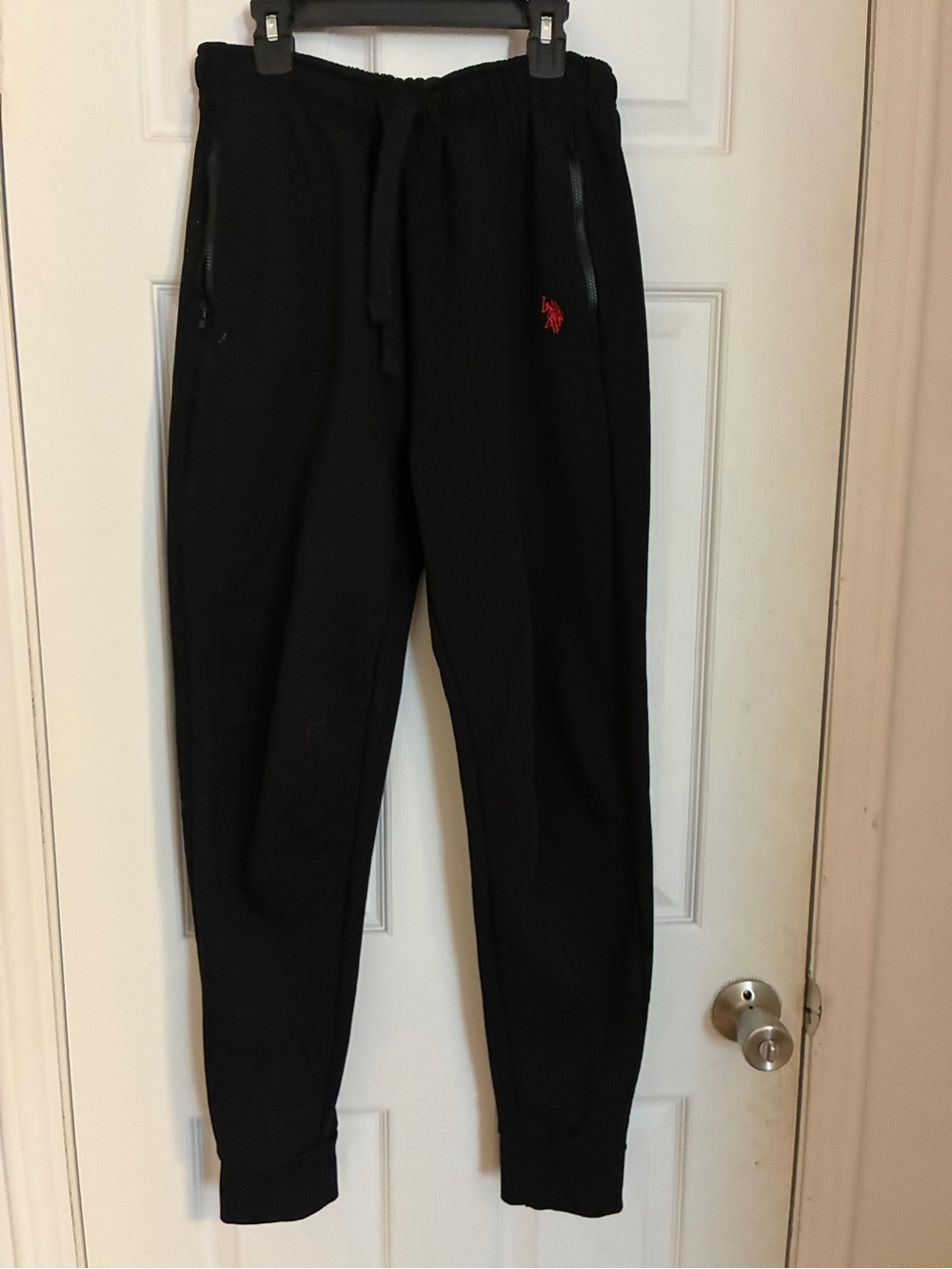 U.S. Polo Assn. Black Jogger Pants with Red Logo